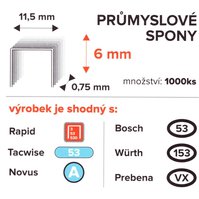 Spony PROFI 6mm/11,5mm 1000ks